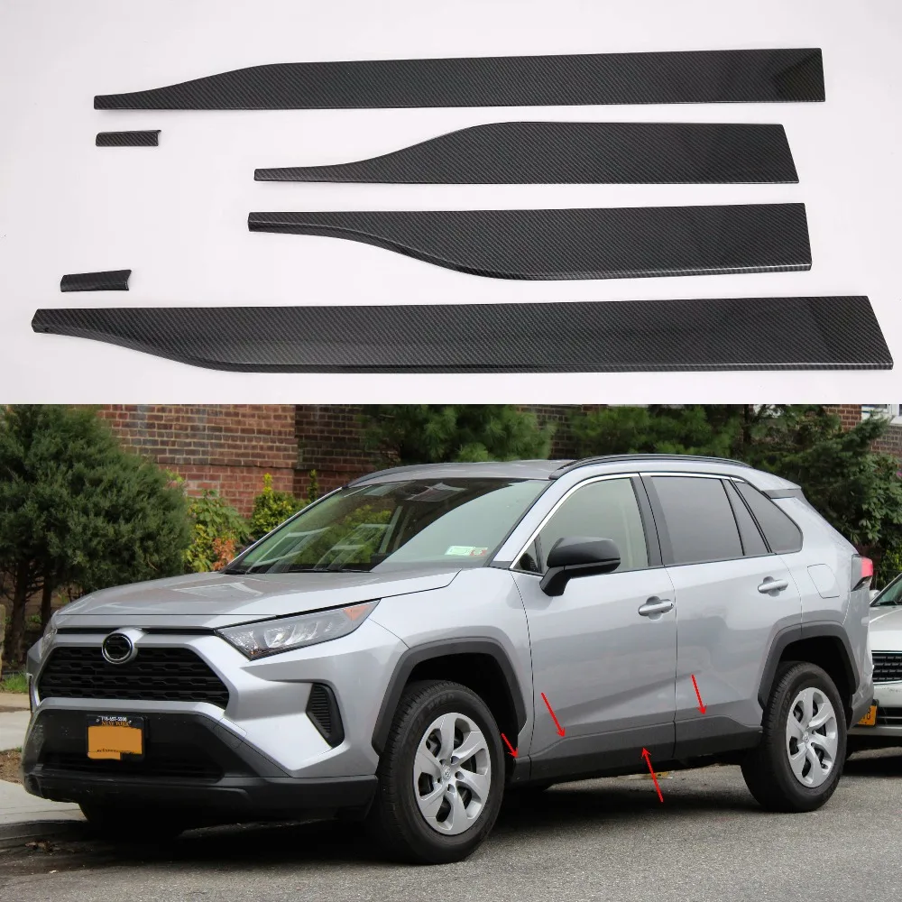 6 шт. углеродное волокно/хромированная Автомобильная Накладка для Toyota Rav4 2018 2019