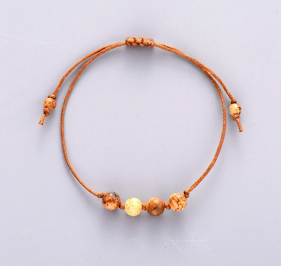 Простой браслет с камнями и бусинами дружбы в стиле бохо регулируемый узелком