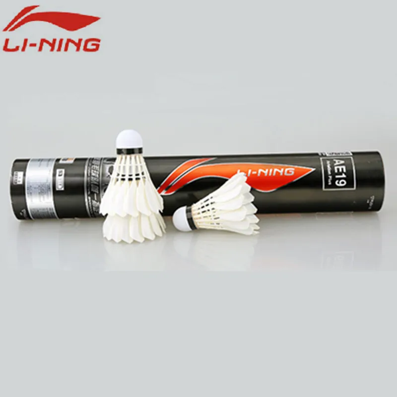 Оригинальный Волан Li Ning для бадминтона 12 шт./лот AE19 гусиное перо Battledore высокое
