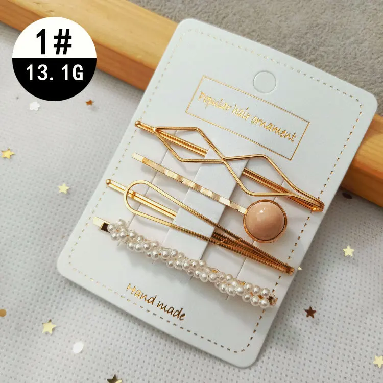 

1set=4Pcs Pearls Hair Clips for Women Fashion Sweet Imitation Korean Style Hairpins Alloy BB Headmade Girls INS Hair Accessories
