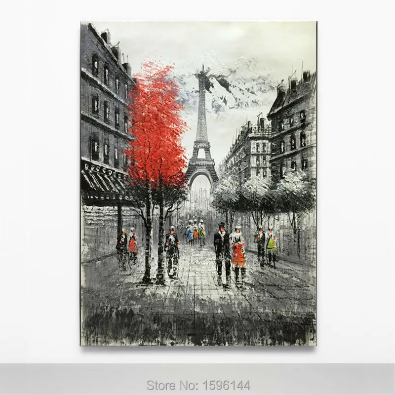 

Europe Landscape Paris Eiffel Tower Oil Painting Canvas Hand painted Abstract Modern wall art Picture Oil Paintings Homr Decor