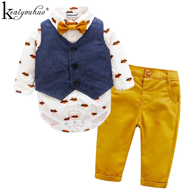 Kids Clothes T-Shirt+Jeans 3Pcs Outfit Baby Boy Gentleman Suits Autumn Winter Boys Long Sleeve Sets Infant Clothing |