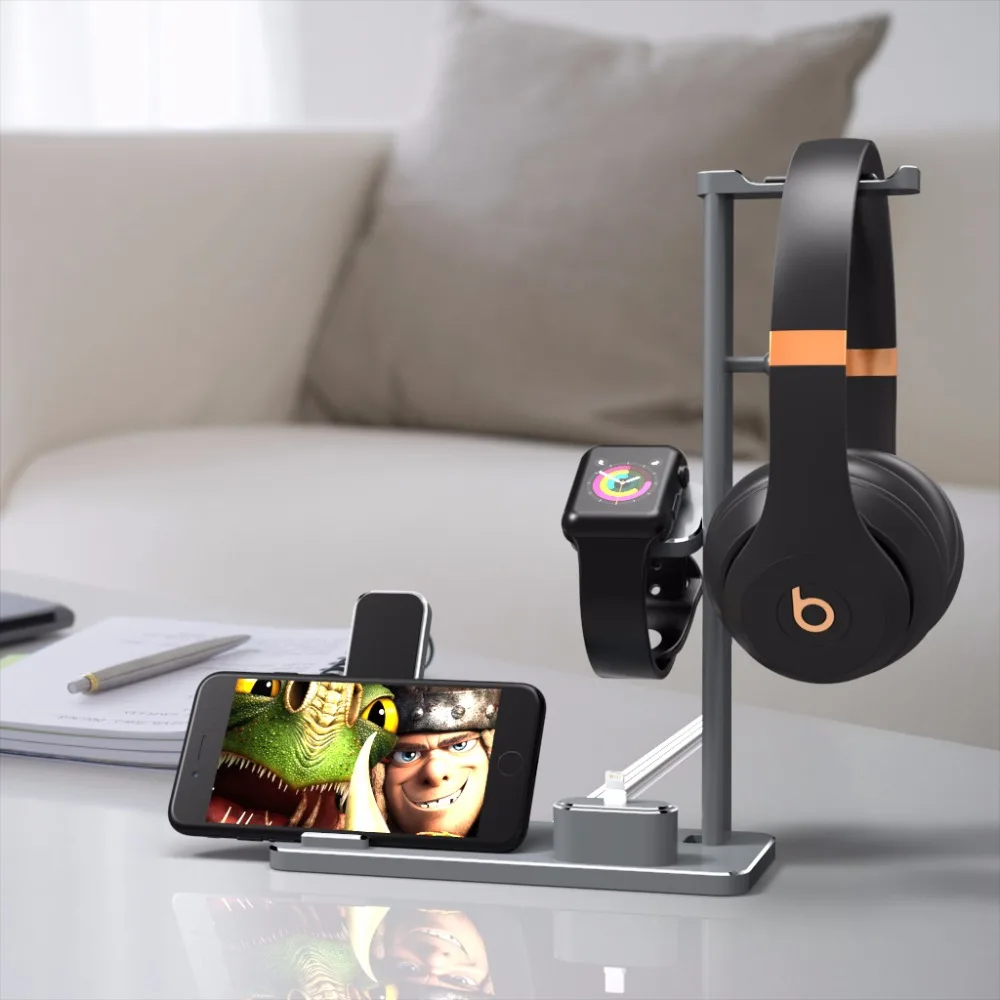 Алюминиевый держатель для наушников зарядная док станция Apple Watch Series 2/1 iPhone 7 7plus 6s