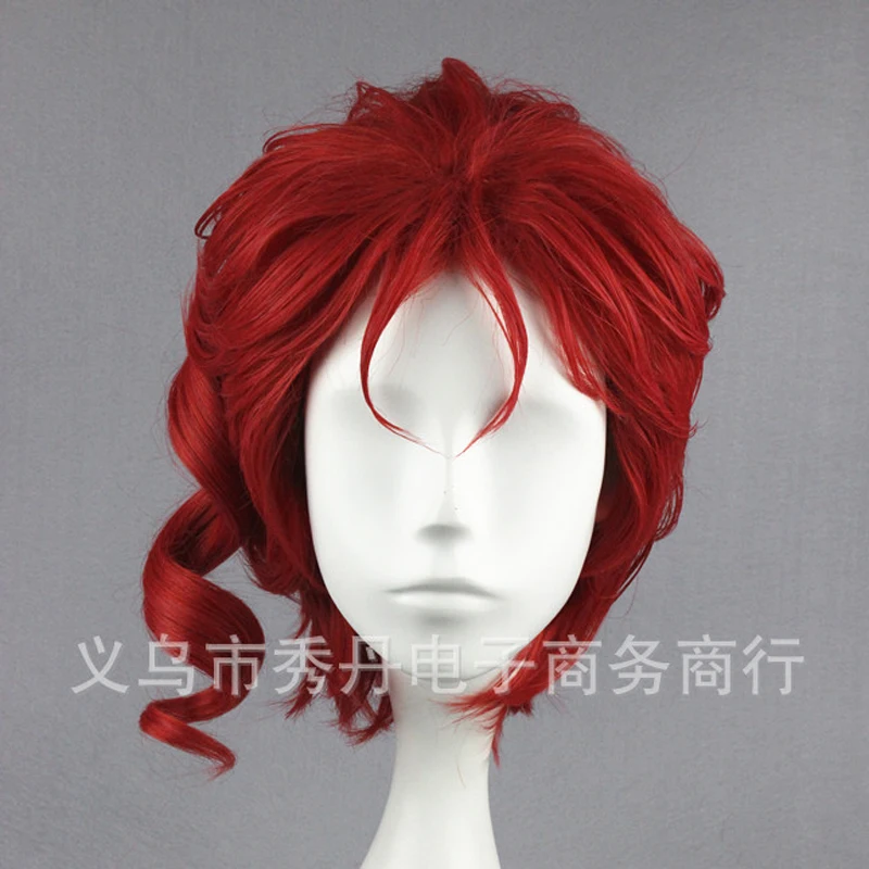 JoJo невероятное приключение Kakyoin Нориаки парик Косплэй красный вьющиеся короткие