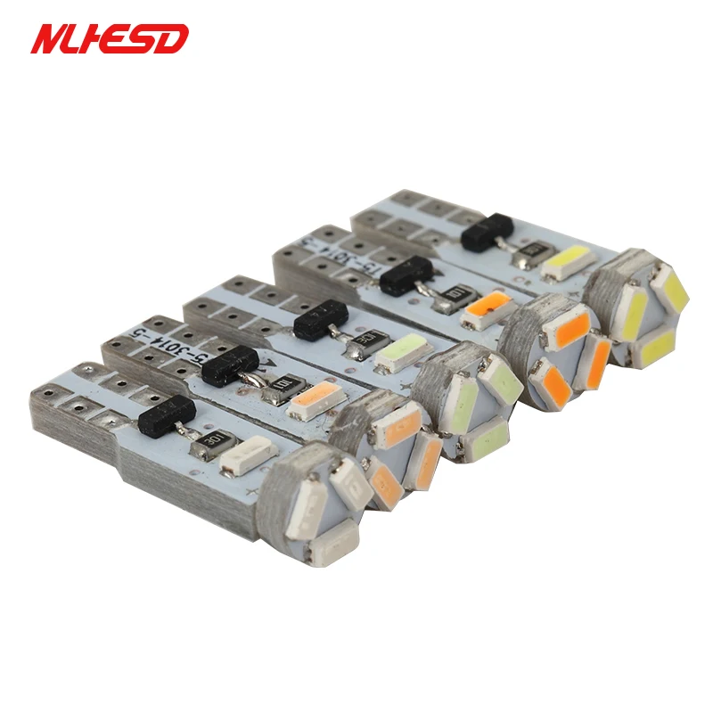 

100pcs Car Auto LED T5 5 led smd 3014 Wedge Light Lamp White DC12v Instrument Warning Indicator Signal Bulbs Instrument lights
