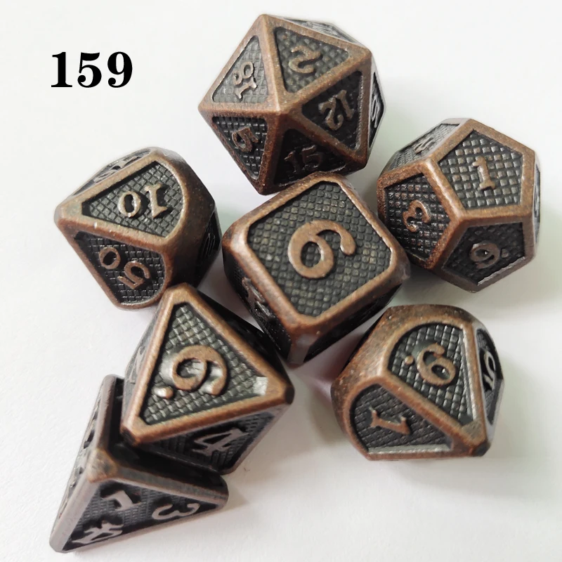DnD металлические кости RPG MTG кости персонализированный шрифт кости включая различные цвета кости мешок D4 D6 D8 D10 D12 D20 - Цвет: 159