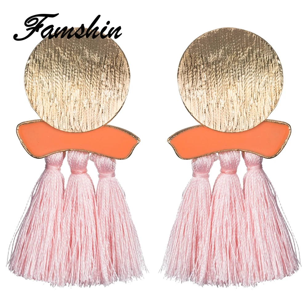 FAMSHIN 2017 новые модные эффектные висячие серьги с кисточками для женщин Свадебные