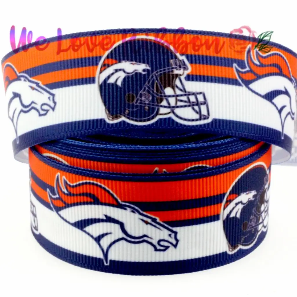 1 &quot25 мм Спортивная команда красные и синие белые полосы напечатаны Grosgrain ленты