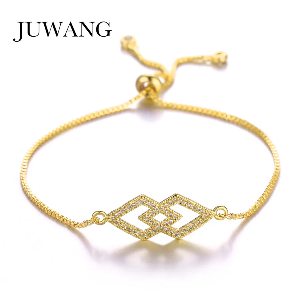 

JUWANG Silver Color Female Bracelet Bangle Chinese Knot Copper Charms Adjustable Link Chain Bracelets For Women Fashion Jewelry