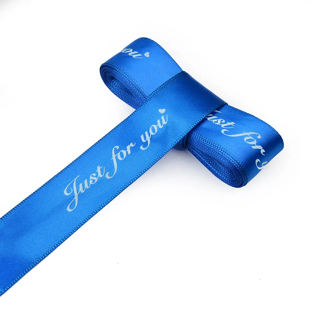 blue 5 м/лот 25 мм полиэфирная лента с принтом "Just For You" романтические ленты для поделок для ручной работы DIY подарки упаковка Украшения - Цвет: blue