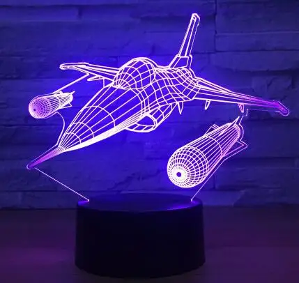 Fly мировая земля Глобус самолет 3D светодиодный светильник Искусство Скульптура огни в цветах 3D Оптическая иллюзия Лампа с сенсорной кнопкой GX131 - Испускаемый цвет: 7 Colors Change 2