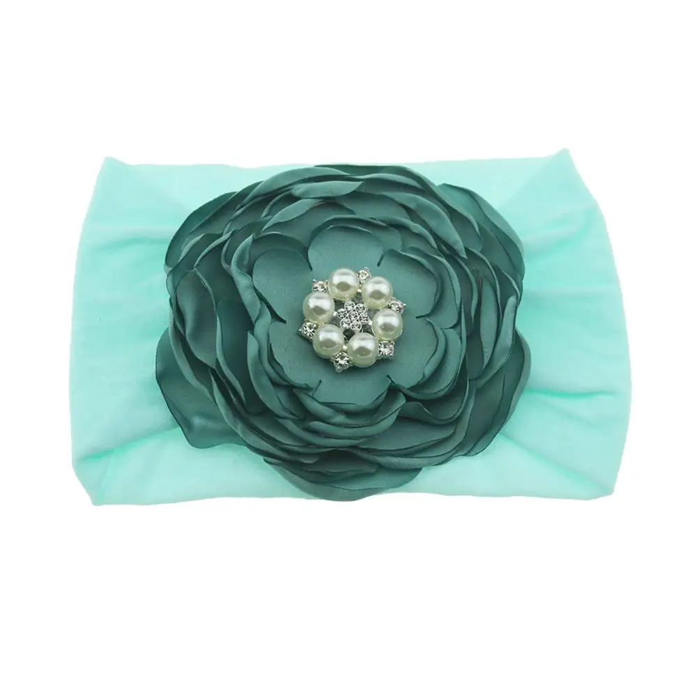 1PCS Soft Headband Camellia Flower Rhinestone Pearl Infant Summer Girls Stretchy Hair Accessories Children Birthday Dress Up | Аксессуары