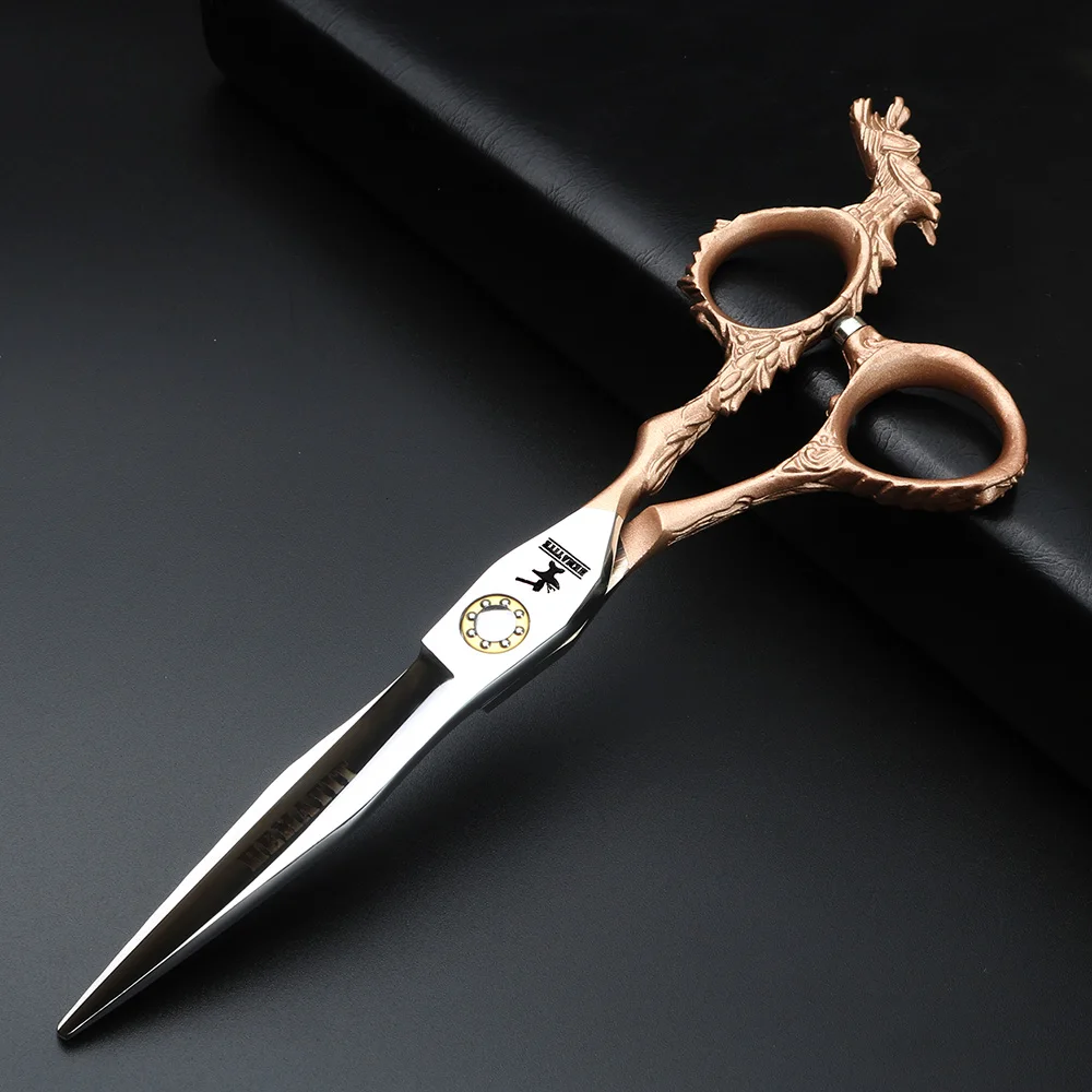 XUANFENG 6 inch rose gold professional bearing hairdressing scissors high quality hair salon cutting and thinning | Красота и