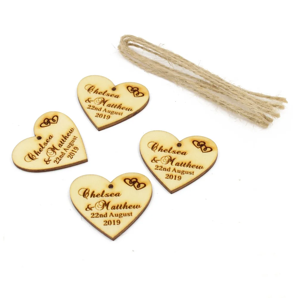 Деревянные бирки в форме сердца с гравировкой 50 шт.|Украшения своими руками для