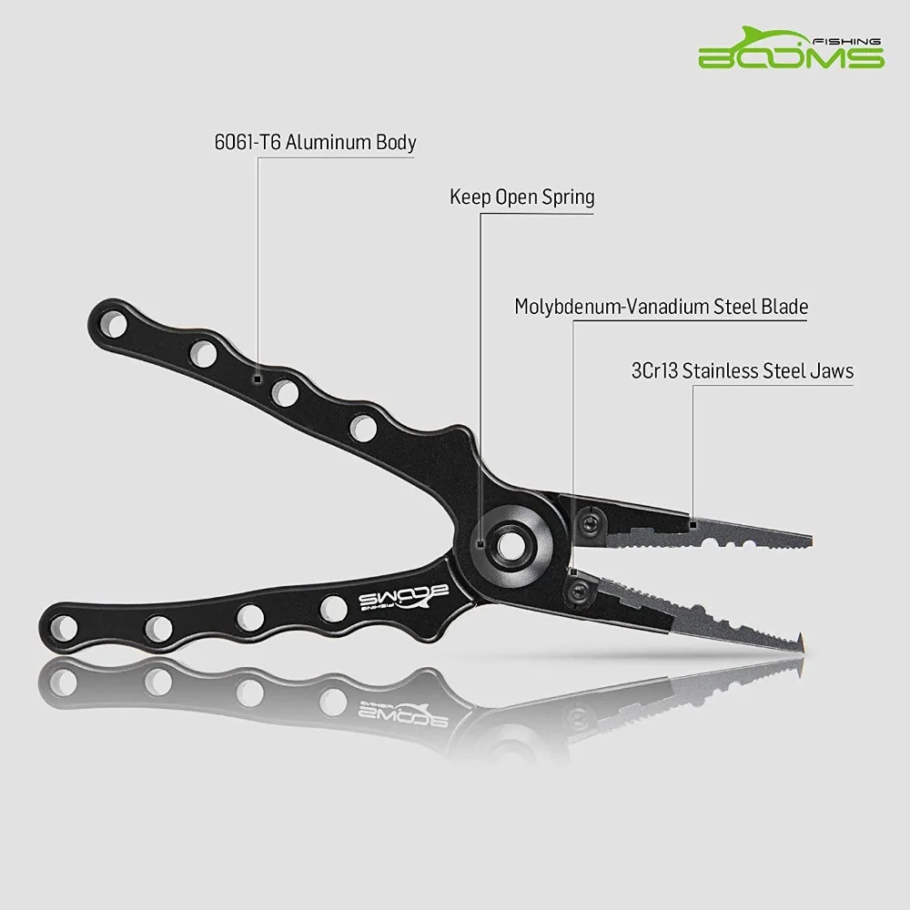 Booms Fishing X02 рыболовные плоскогубцы из алюминиевого сплава разъемные кольцевые резаки инструмент для удаления крючков с выдвижным шнурком и оболочкой снасти