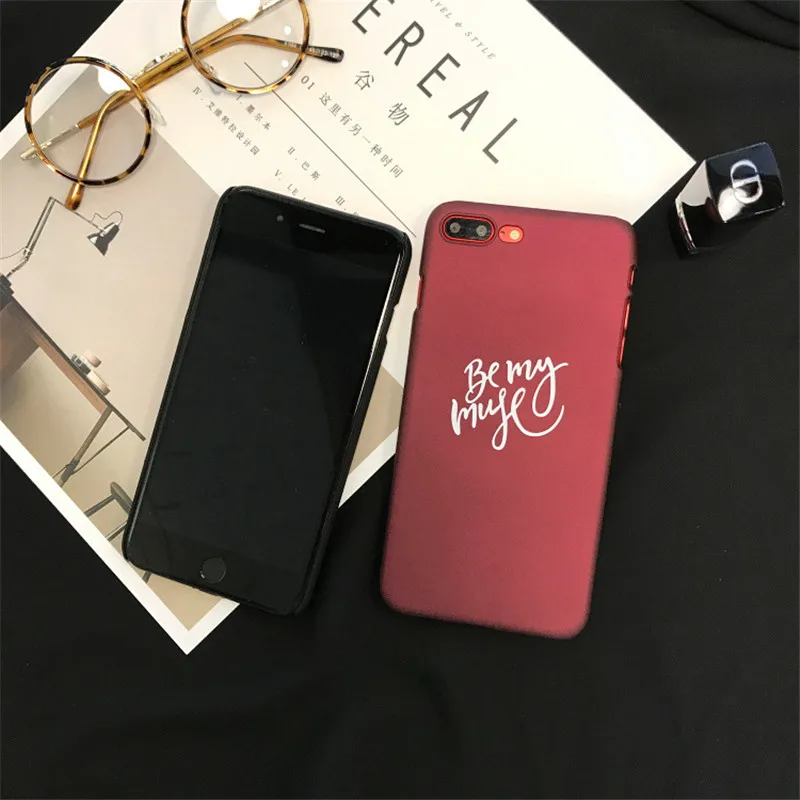 Retro Simple English Red Wine For iPhone 6 6S Plus 7 New Personality Ultra-thin Matte Back Cover Phone Hard Case Coque |