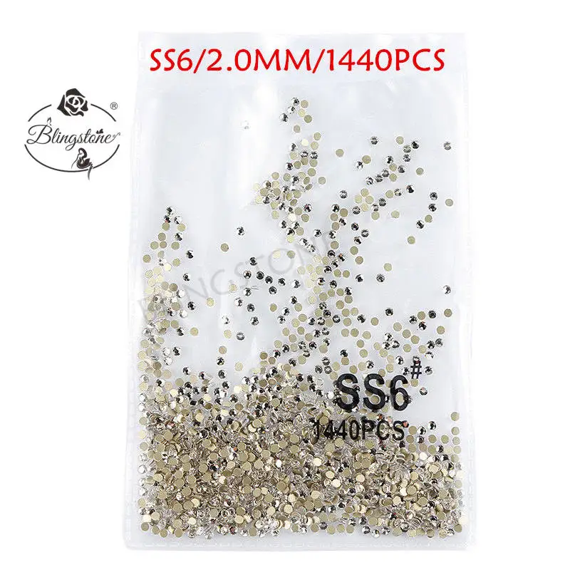 SS3-SS8 1440 шт Супер Блестящий Flatback многоцветный не горячей фиксации стразы для дизайна ногтей украшения обуви и украшение в виде танцующих фигурок - Цвет: gold white ss6 1440