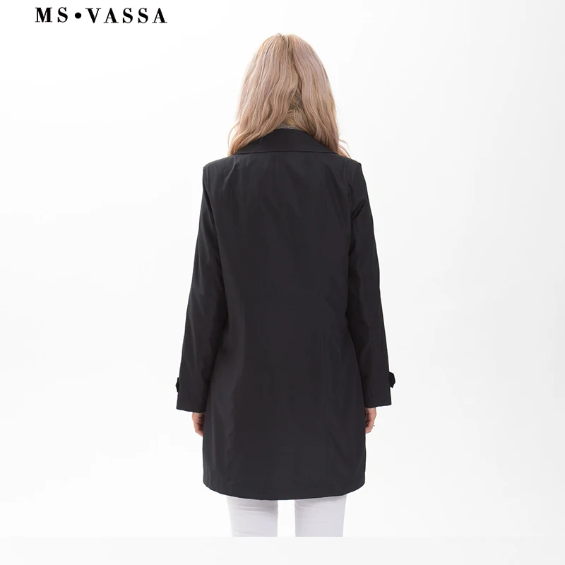 MS VASSA Тренч Женский 2019 новые весенние модные пальто Дамский Повседневный размера