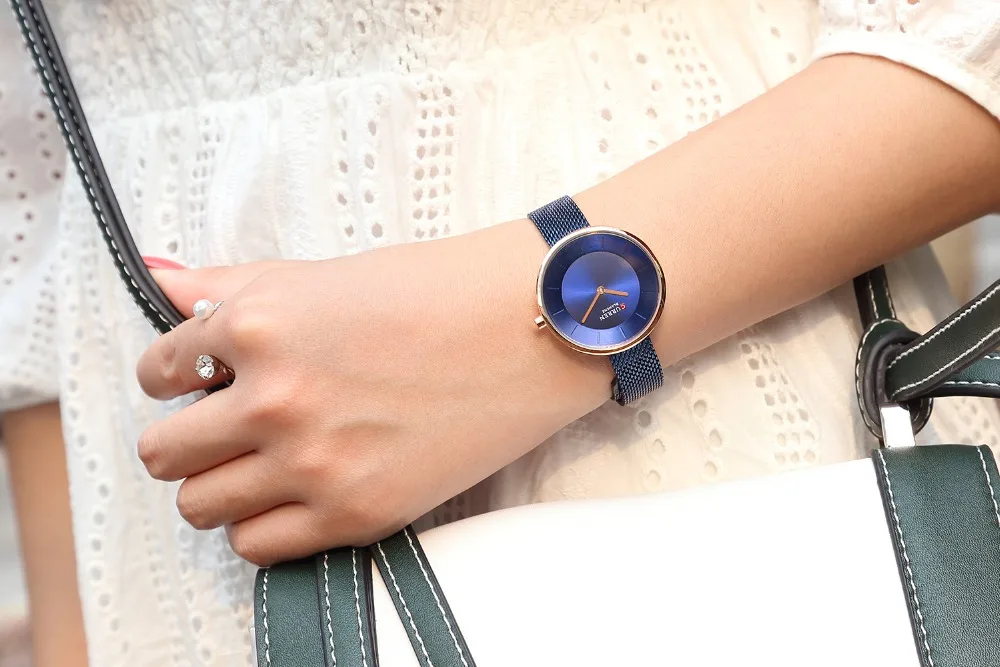 Часы CURREN женские золотистые водонепроницаемые Модные Элегантные повседневные в