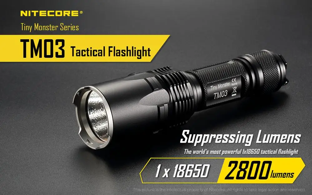 Nitecore TM03 светодиодный фонарик CREE XHP70 тактический фонарь 2800 люмен с 18650 для охоты