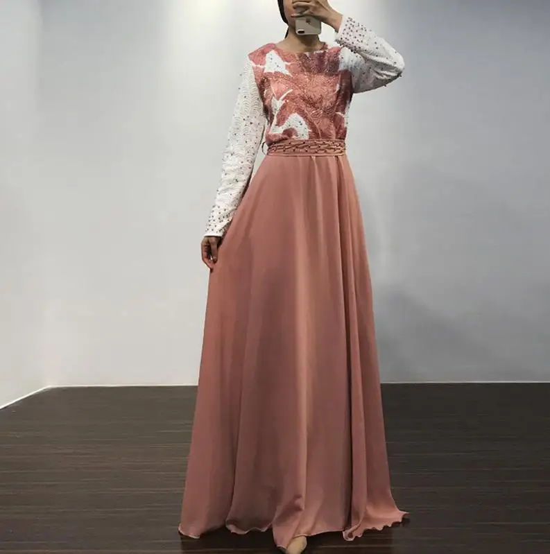 Pink dress Абая Кимоно Рамадан пальто Дубаи женские мусульманские платья кафтаны абайя халат марокена Катара исламская одежда - Цвет: Pink dress