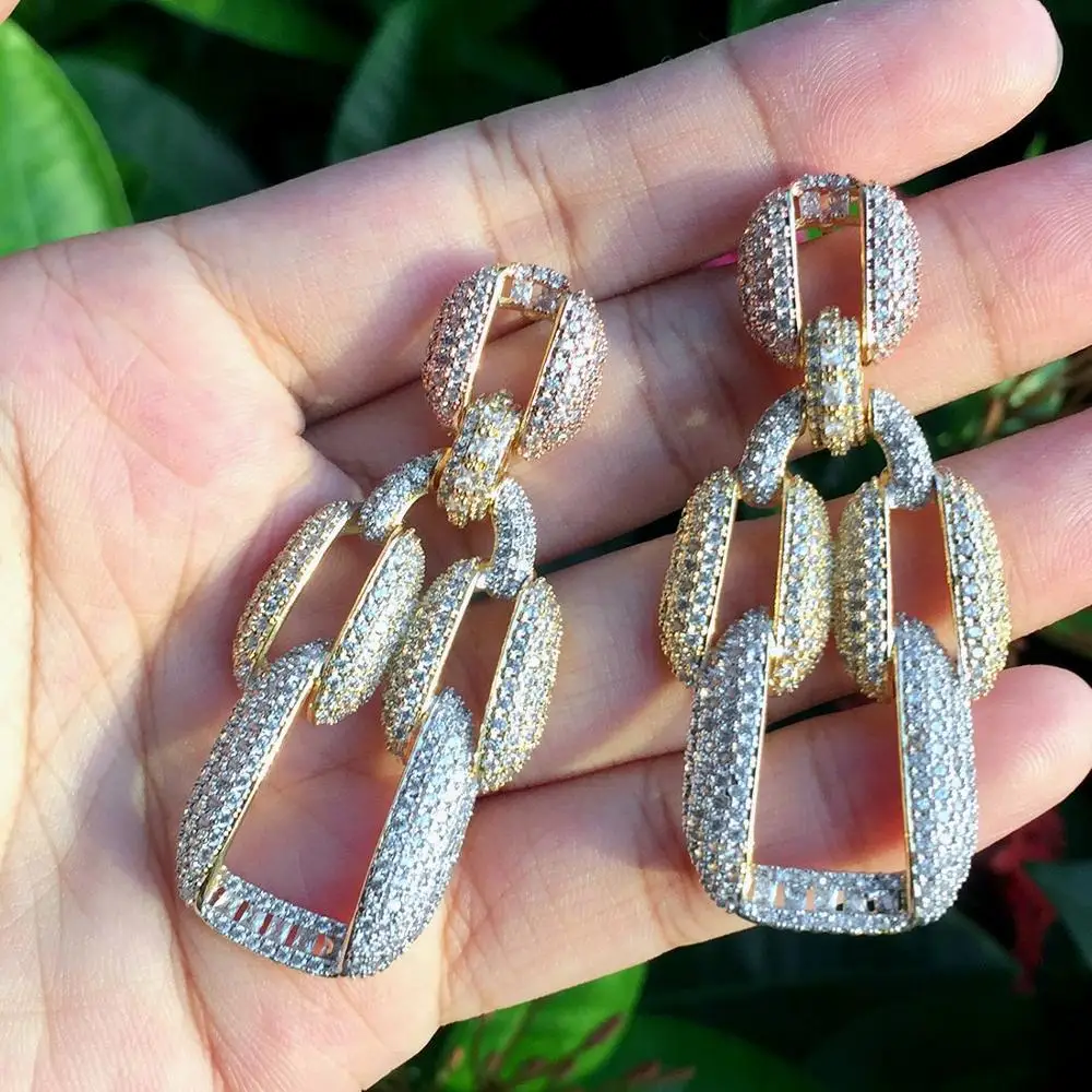 ModemAngel Роскошные Большие Изящные гемометрические фианиты 3 тона вечерние дьба