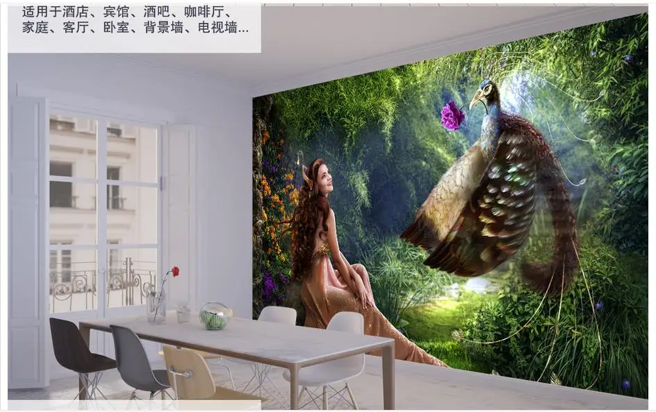 3d фотообои на заказ фрески обои для цветов красивая принцесса и птица мечты фон