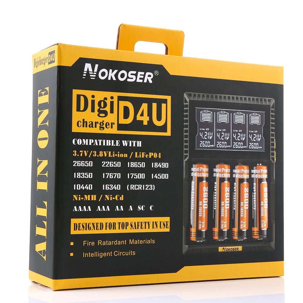 Nokoser D4U Батарея Зарядное устройство оригинальный ЖК дисплей Digi li ion/LiFePO4 smart для Ni
