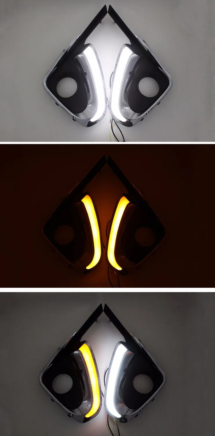 

SUNKIA Car Styling DRL Daytime Running Light Auto Accessories with Yellow Turn Signal Function For Toyota Fortuner 2015 2016