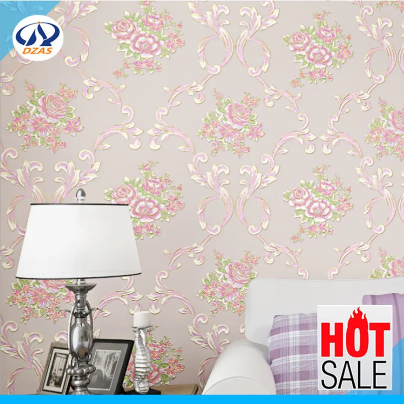 

Wallpaper warm bedroom stereo 3D style pastoral pink large flower living room TV background DZAS-LS wallpaper