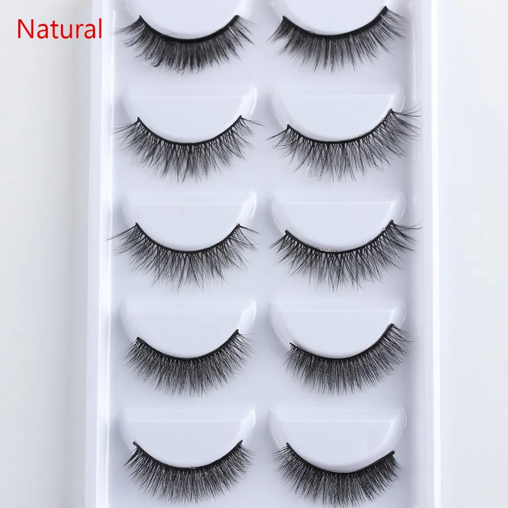 Natural 5 пар/компл. Комплект детских трусов-боксеров из меха норки, накладные ресницы в естественном стиле/толстые длинные ресницы тонкими макияж Красота инструменты для наращивания Красота Wimpers - Цвет: Natural