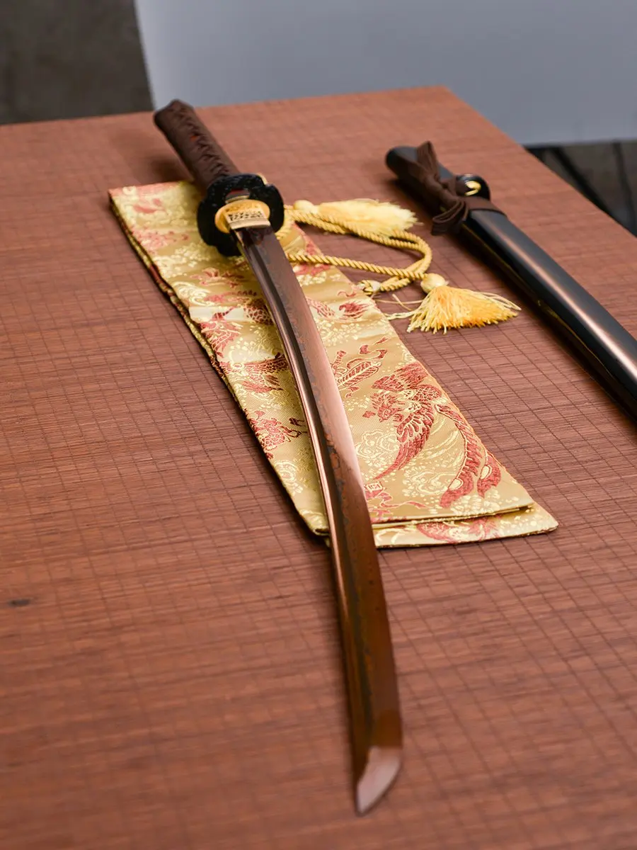 Hand Forged Red Damascus Steel Katana Japanese Samurai Real Sword no Shake Fitted