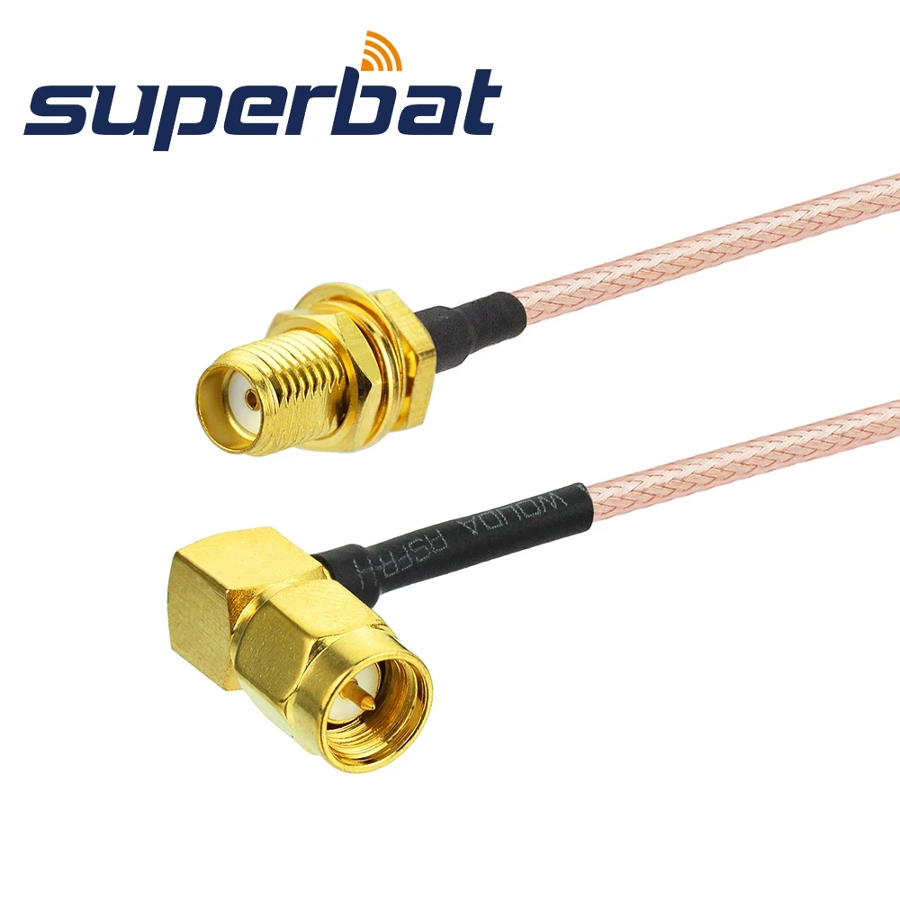 

Superbat SMA Female Bulkhead to SMA Male Right Angle RG316 15cm Pigtail Extension Cable Cord RF coaxial Cable