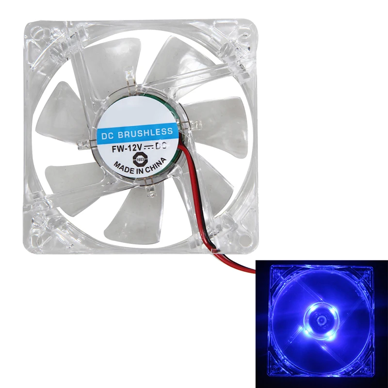 2 шт./лот 80mmx80x25mm 4 синий светодиодный вентилятор корпус 12 В 4Pin разъем охлаждающий