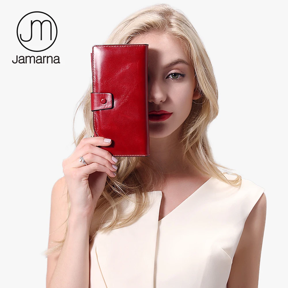 Jamarna Женский кошелек из натуральной кожи с отделением для карт длинный клатч