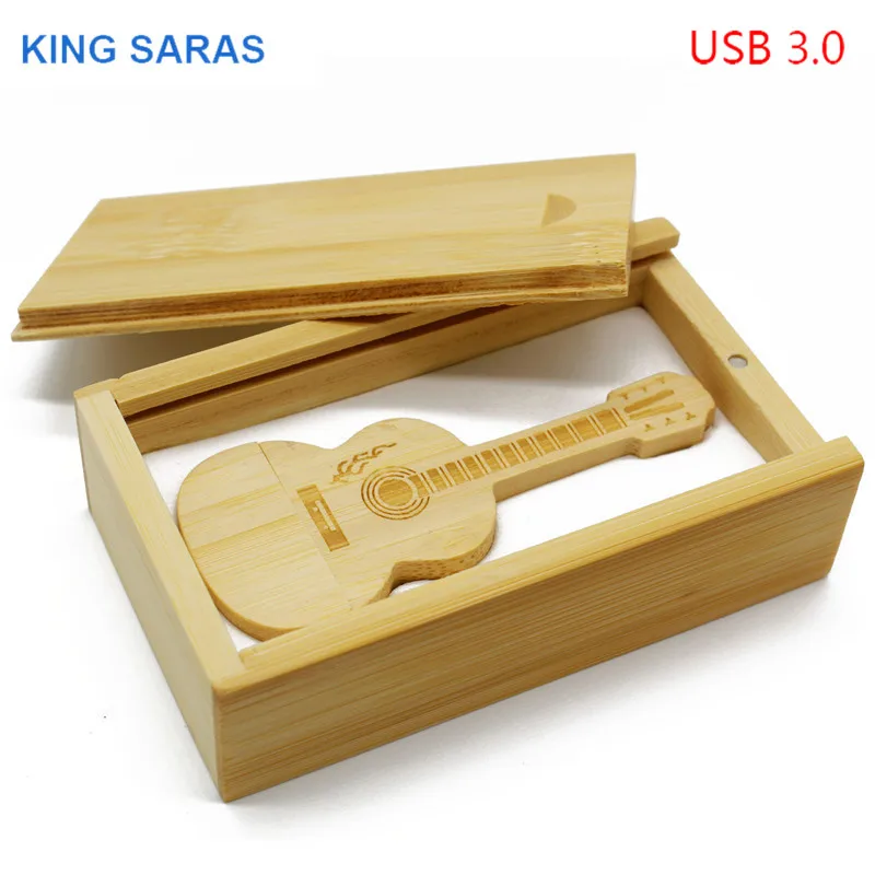 KING SARAS usb3.0 для гитары Деревянный из клена+ коробка 4 ГБ 8 ГБ 16 ГБ 32 ГБ клен usb 3,0 деревянный логотип гравировка usb флэш накопитель флешки