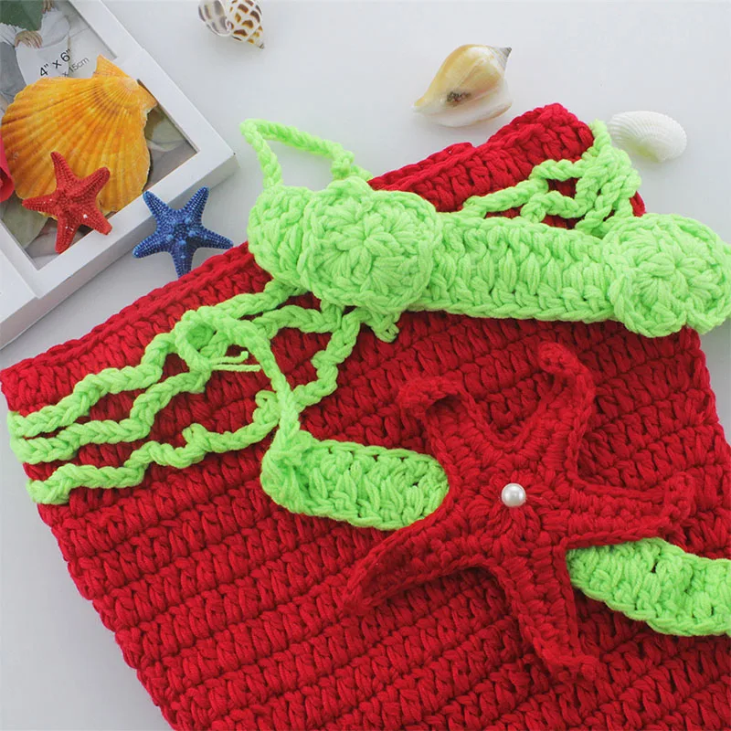 Реквизит для фотосессии новорожденных бюстгальтер с хвостом русалки повязка на