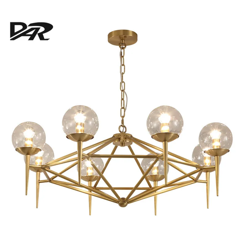 Новинка 6/8 хрустальный шар медная люстра светильники Lustre Led E14 светильник Beanstalk
