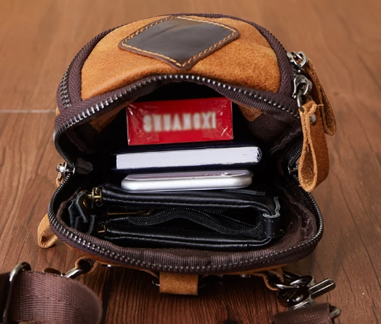 Genuine Leather men's casual wear belt Multi-functional leather one-shoulder Messenger bags small bag |