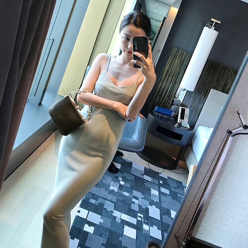 Новое платье на бретельках длинное облегающее пляжное в Корейском стиле|Женские