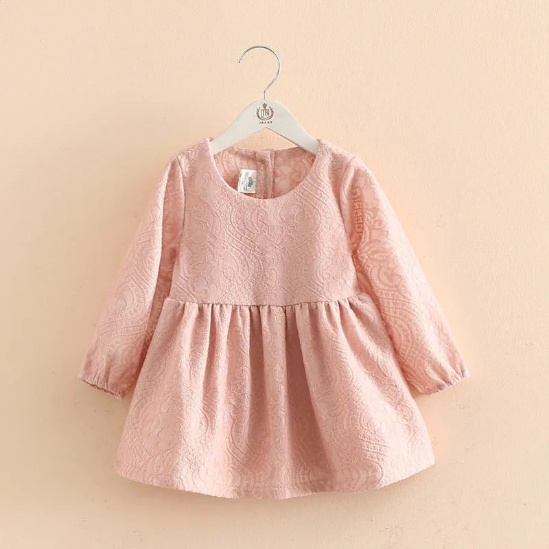 Roupas Infantis Menina Розовый Осень Платье 2-6 Возрастов Девушки Одеваются Случайные