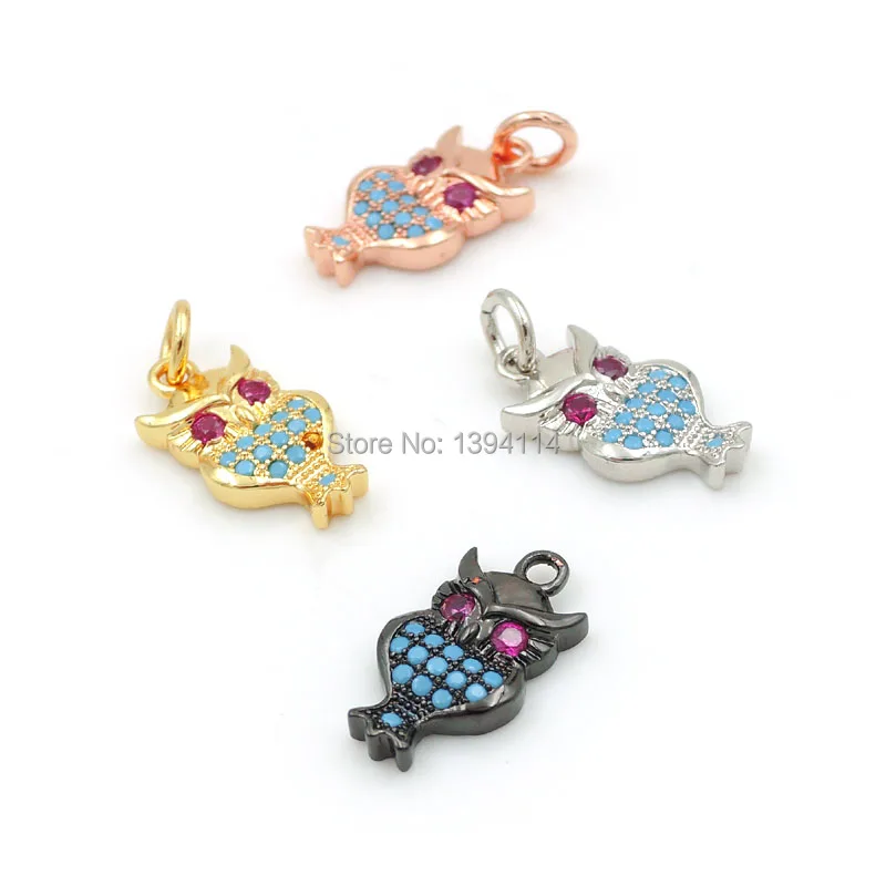 

15*8*2 мм микро-закрепка, Очаровательные Подвески с кубическим цирконием в виде совы, подходят для изготовления браслетов «сделай сам» или ожерелий, ювелирных изделий