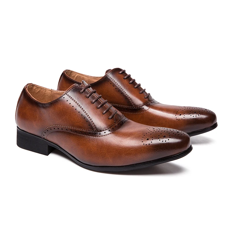 Size39-45 Brogue Shoes for Men's High Quality Leather Party Evening Point Toe Man Luxury Fitness Footwear Black Brown Male | Обувь