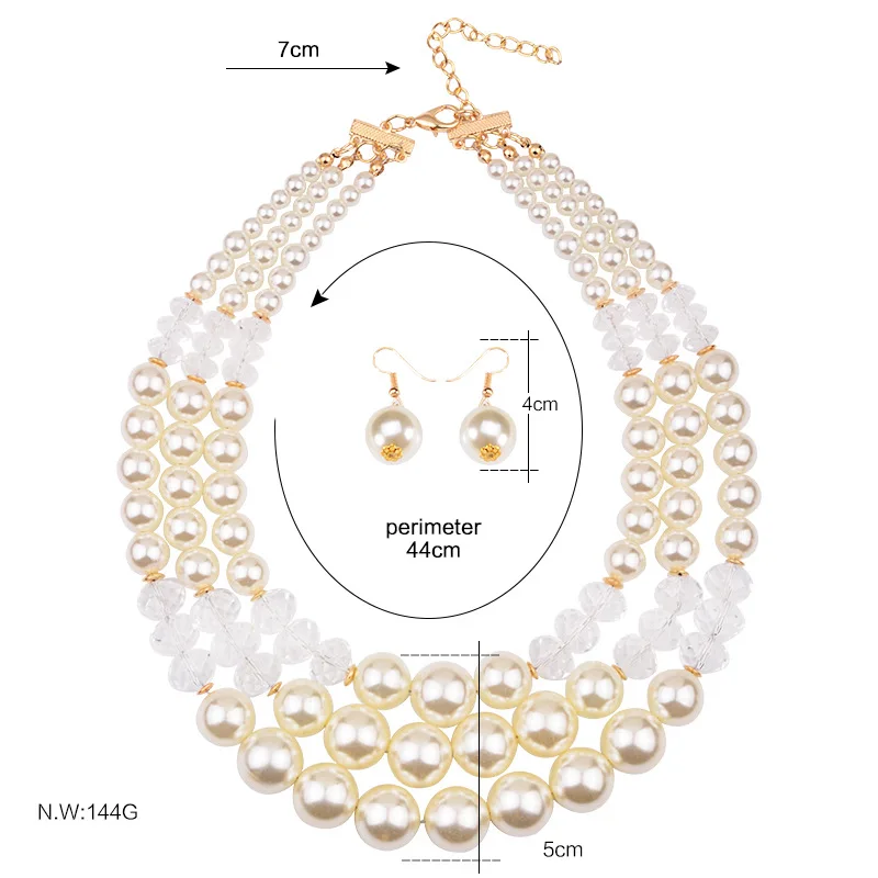 Золотистого цвета со стразами и жемчугом многослойная длинное ожерелье серьги