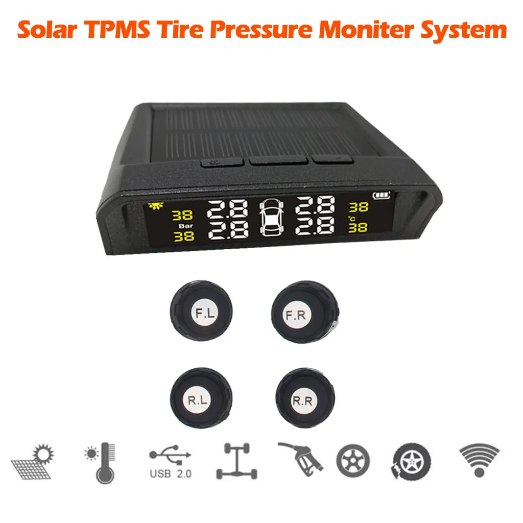 Автомобильный датчик TPMS система контроля давления в шинах внешний цветной экран матовая солнечная панель Встроенный датчик системы сигнализации