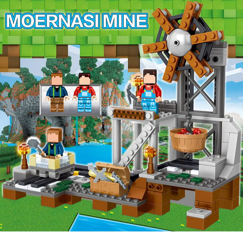 261 шт. мой мир модель Minecraft Строительные блоки шахтное Оборудование совместимо с