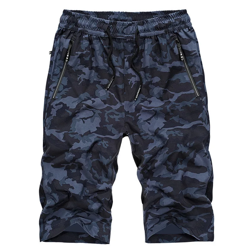

Men Summer Elastic Waist Thin Camo Fitness Cargo Shorts Outdoor Cycling Climbing Hiking Loose Breathable Sports Short Sweatpants