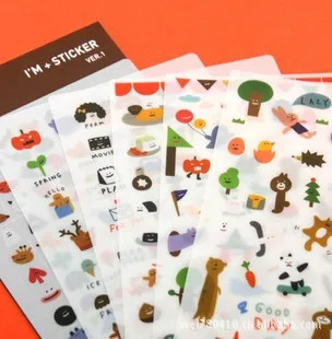 

I'M Kawaii sticker masking deco pvc diary planner stickers/animals 6 sheets per set/sticky notes/stationery products