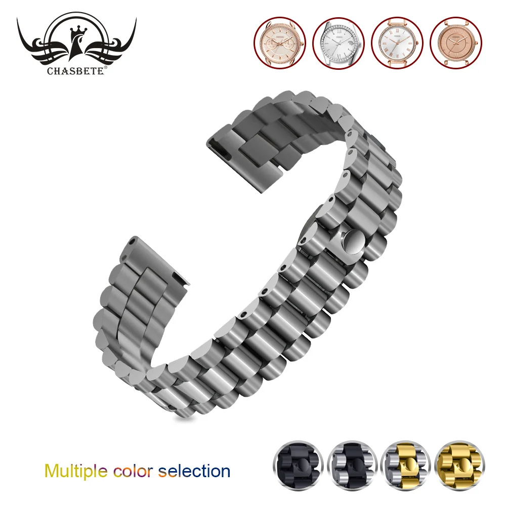

Stainless Steel Watchband 18mm 20mm 22mm for Fossil Watch band Quick Release Band Metal Strap Wrist Bracelet Black Silver + Toot