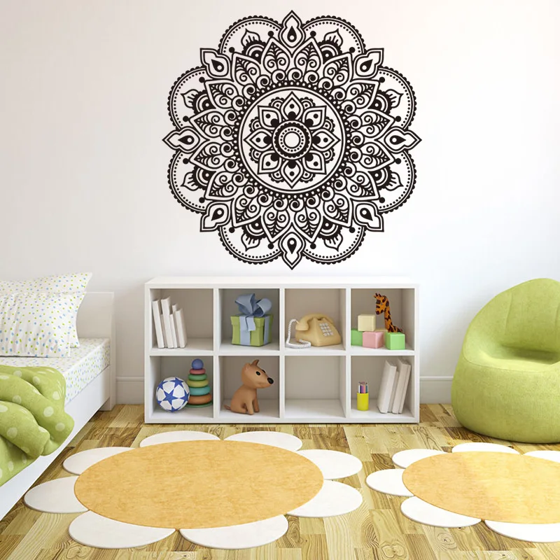 Йога мандала мехенди стены стикеры s спальня гостиная украшения черный цветок